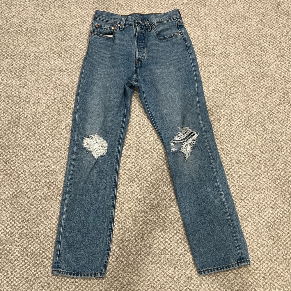 Levi's 501 Classic Distressed Denim Jeans